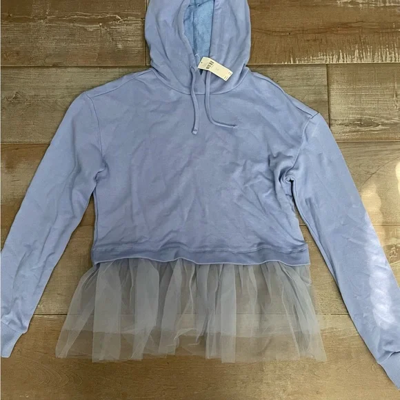 Pilcro Tulle-hem Short-sleeve hoodie - Picture 6 of 12